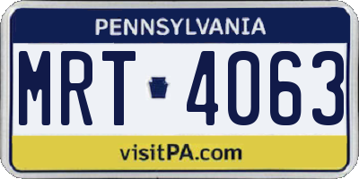 PA license plate MRT4063