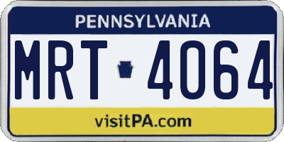 PA license plate MRT4064