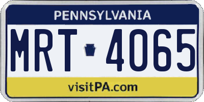 PA license plate MRT4065