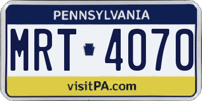 PA license plate MRT4070