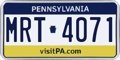 PA license plate MRT4071