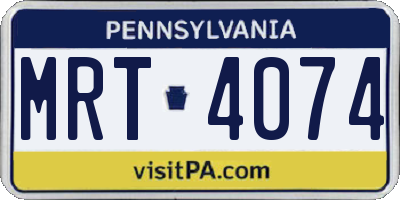 PA license plate MRT4074