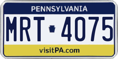 PA license plate MRT4075