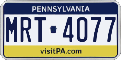 PA license plate MRT4077