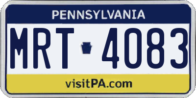 PA license plate MRT4083