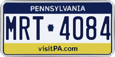 PA license plate MRT4084