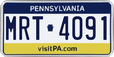 PA license plate MRT4091