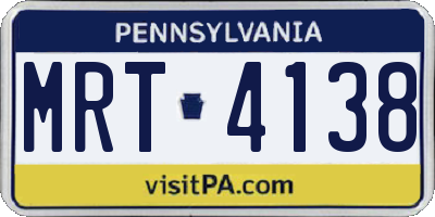 PA license plate MRT4138