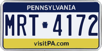PA license plate MRT4172