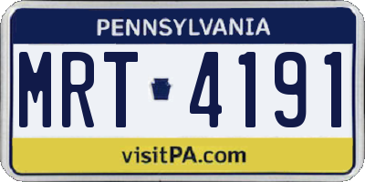 PA license plate MRT4191
