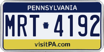 PA license plate MRT4192