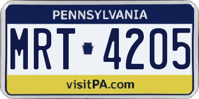 PA license plate MRT4205