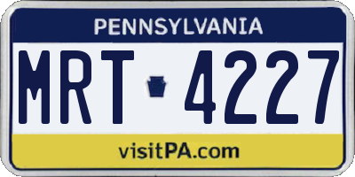 PA license plate MRT4227