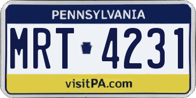 PA license plate MRT4231