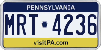 PA license plate MRT4236