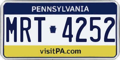 PA license plate MRT4252
