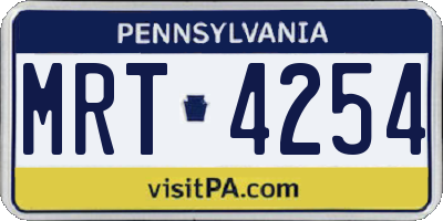 PA license plate MRT4254