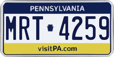 PA license plate MRT4259