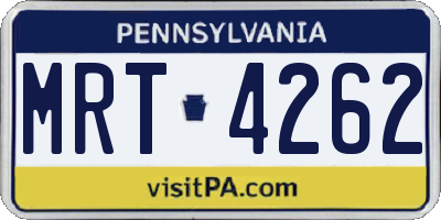 PA license plate MRT4262