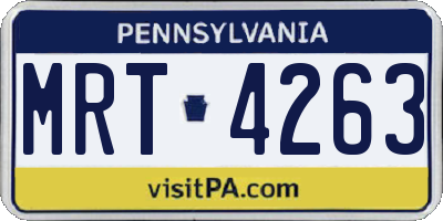 PA license plate MRT4263