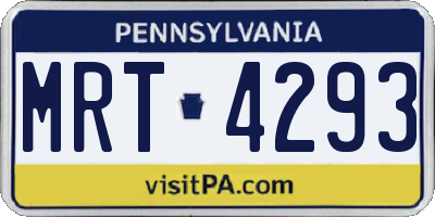 PA license plate MRT4293
