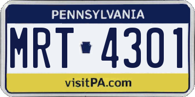 PA license plate MRT4301