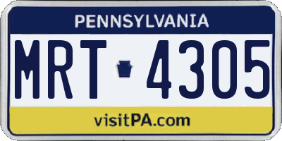 PA license plate MRT4305