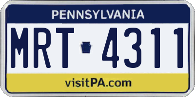 PA license plate MRT4311