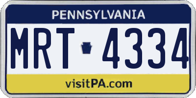 PA license plate MRT4334