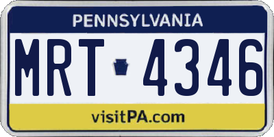 PA license plate MRT4346