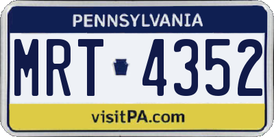 PA license plate MRT4352