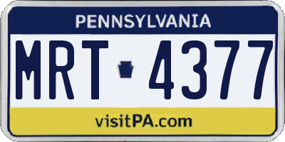 PA license plate MRT4377