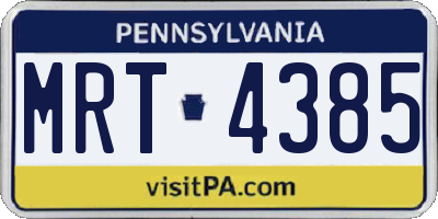 PA license plate MRT4385