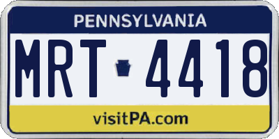 PA license plate MRT4418