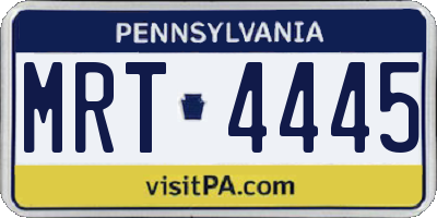 PA license plate MRT4445