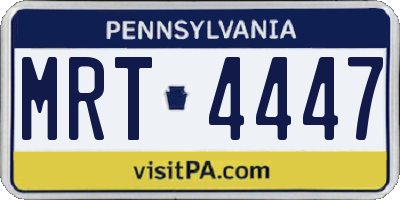 PA license plate MRT4447
