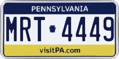 PA license plate MRT4449