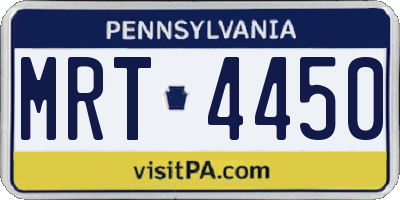 PA license plate MRT4450