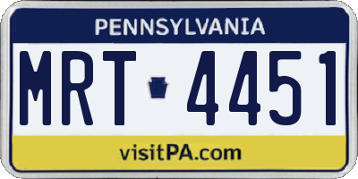 PA license plate MRT4451