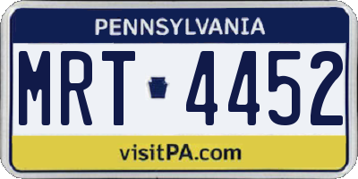 PA license plate MRT4452