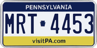 PA license plate MRT4453