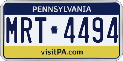 PA license plate MRT4494