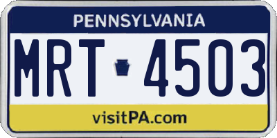 PA license plate MRT4503