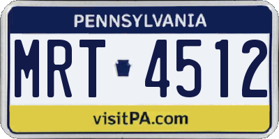 PA license plate MRT4512