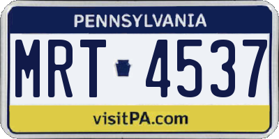 PA license plate MRT4537