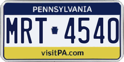PA license plate MRT4540