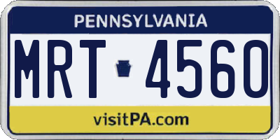 PA license plate MRT4560