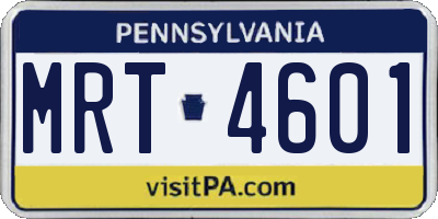 PA license plate MRT4601
