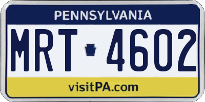 PA license plate MRT4602