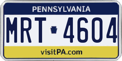 PA license plate MRT4604